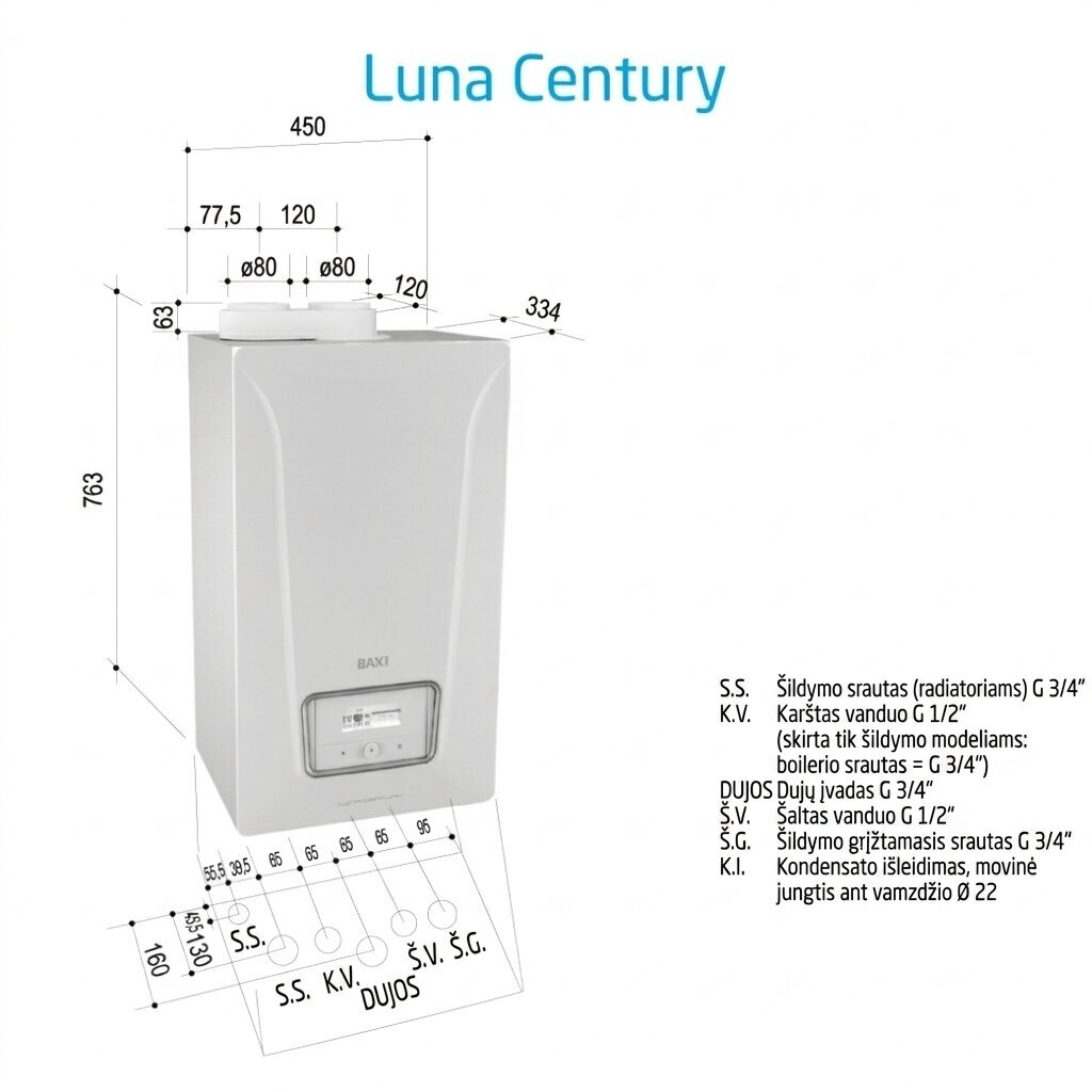 Baxi Luna Century +1.35 dujinis kondensacinis katilas 2 Baxi Luna Century +1.35 dujinis kondensacinis katilas 2