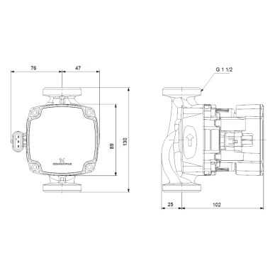 Cirkuliacinis siurblys ALPHA1 25-60 130 mm GRUNDFOS 3