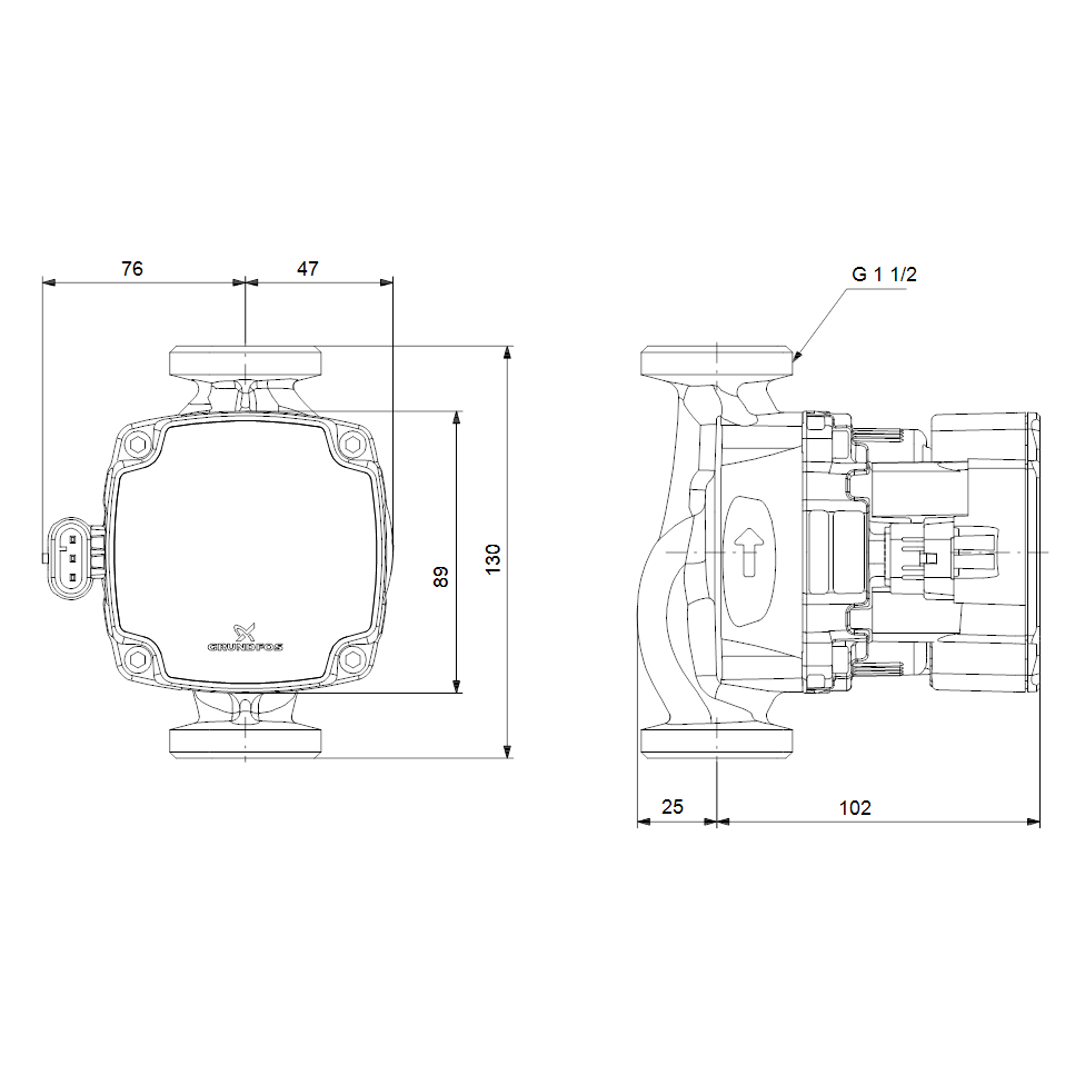 Cirkuliacinis siurblys ALPHA1 25-60 130 mm GRUNDFOS 3