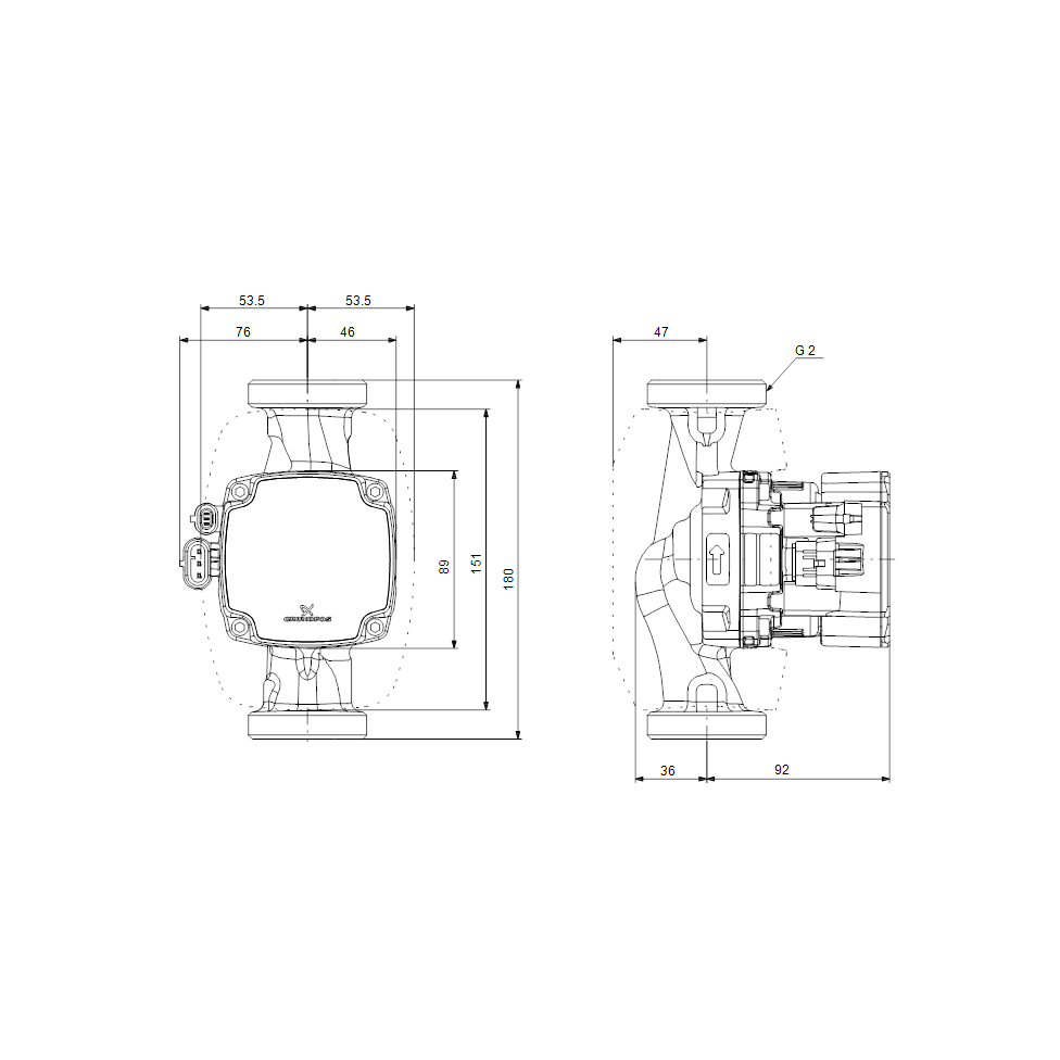 Cirkuliacinis siurblys ALPHA2 GO 32-75 180 mm GRUNDFOS 3