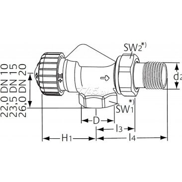Ašinis DN 15 termostatinis ventilis M30x1,5 Calypso 1 Ašinis DN 15 termostatinis ventilis M30x1,5 Calypso 1