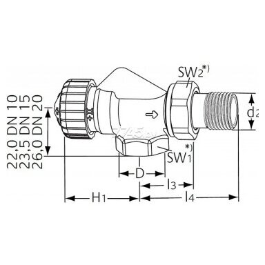 Ašinis DN 15 termostatinis ventilis M30x1,5 Calypso Ašinis DN 15 termostatinis ventilis M30x1,5 Calypso