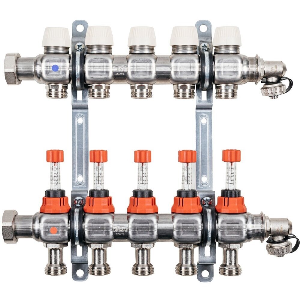 Kermi X-net 7 žiedų reguliuojamas kolektorius su debitomačiais Kermi X-net 7 žiedų reguliuojamas kolektorius su debitomačiais