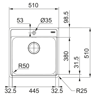 Nerūdijančio plieno plautuvė Franke Bell, BCX 610-51 Nerūdijančio plieno plautuvė Franke Bell, BCX 610-51
