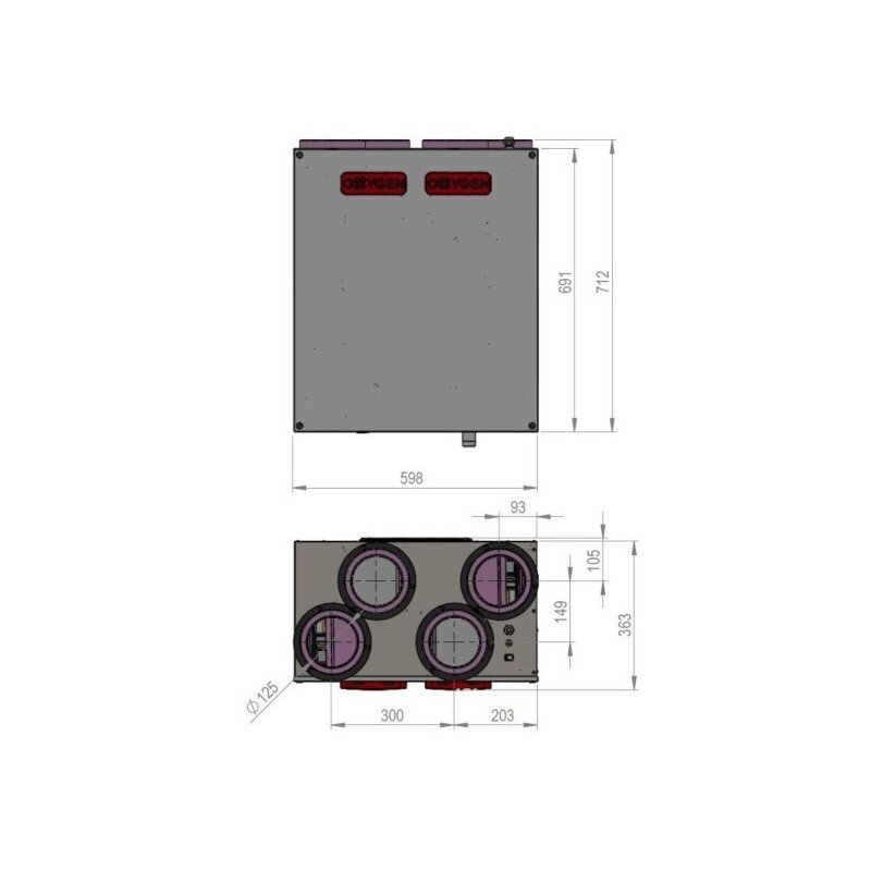 Rekuperatorius Easy V600 sieninis dešininis OXYGEN 5 Rekuperatorius Easy V600 sieninis dešininis OXYGEN 5