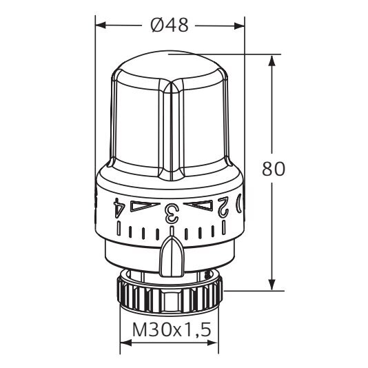 Termostatinė galva DU M30x1.5 16-28°C 1