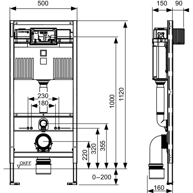 TECE potinkinis unitazo modulis, h-1120 mm 1 TECE potinkinis unitazo modulis, h-1120 mm 1