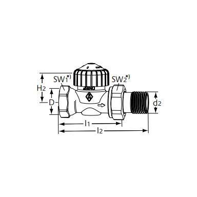 Tiesus DN 15 termostatinis ventilis M30x1,5 Calypso Tiesus DN 15 termostatinis ventilis M30x1,5 Calypso